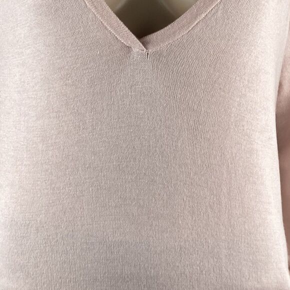 Lemón Hooded Sweater Small Pink Oversized Split Back Thin Knit Cashmere Blend - Picture 7 of 12